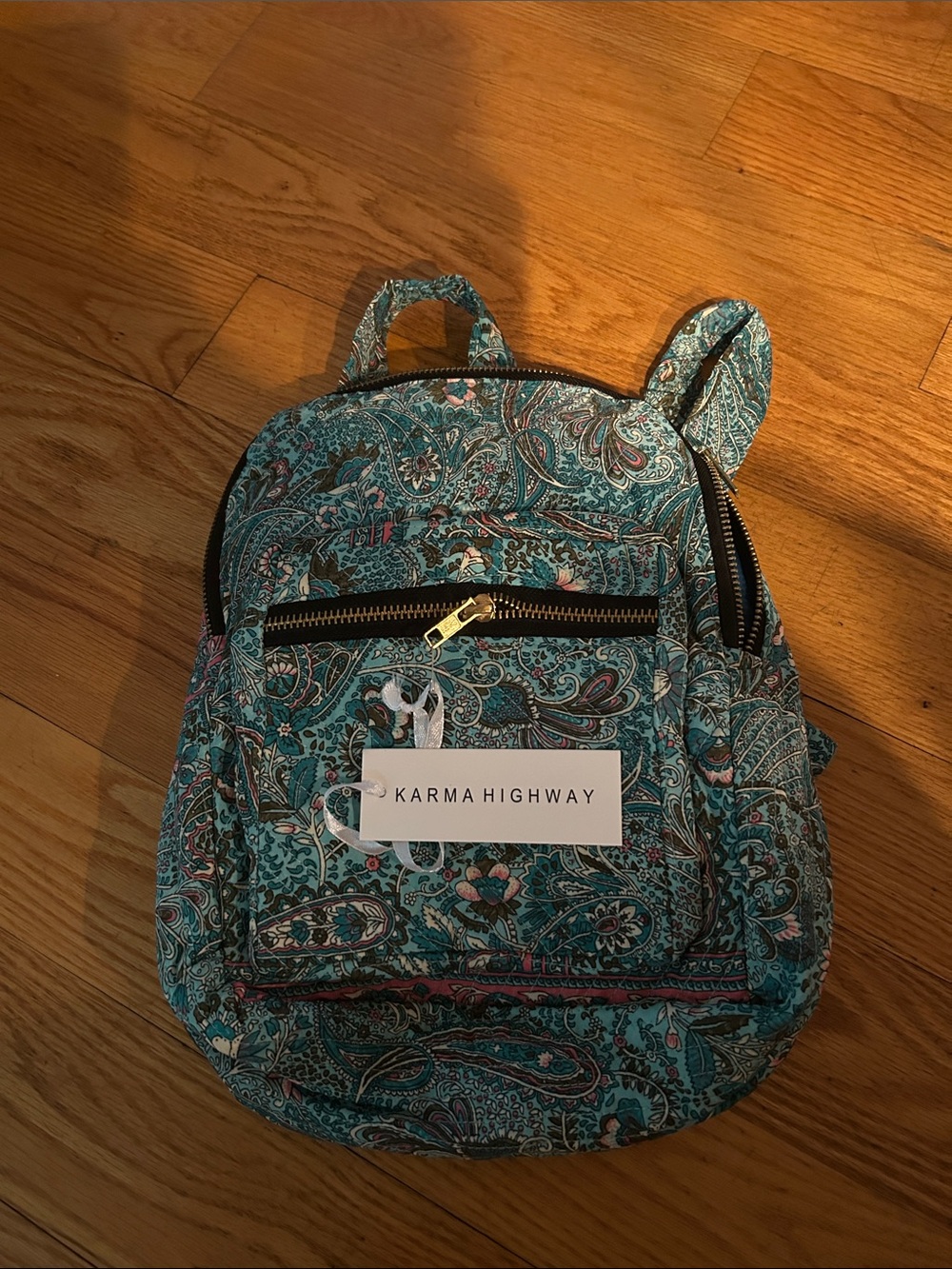 Karma Highway Teal Paisley Mini Backpack